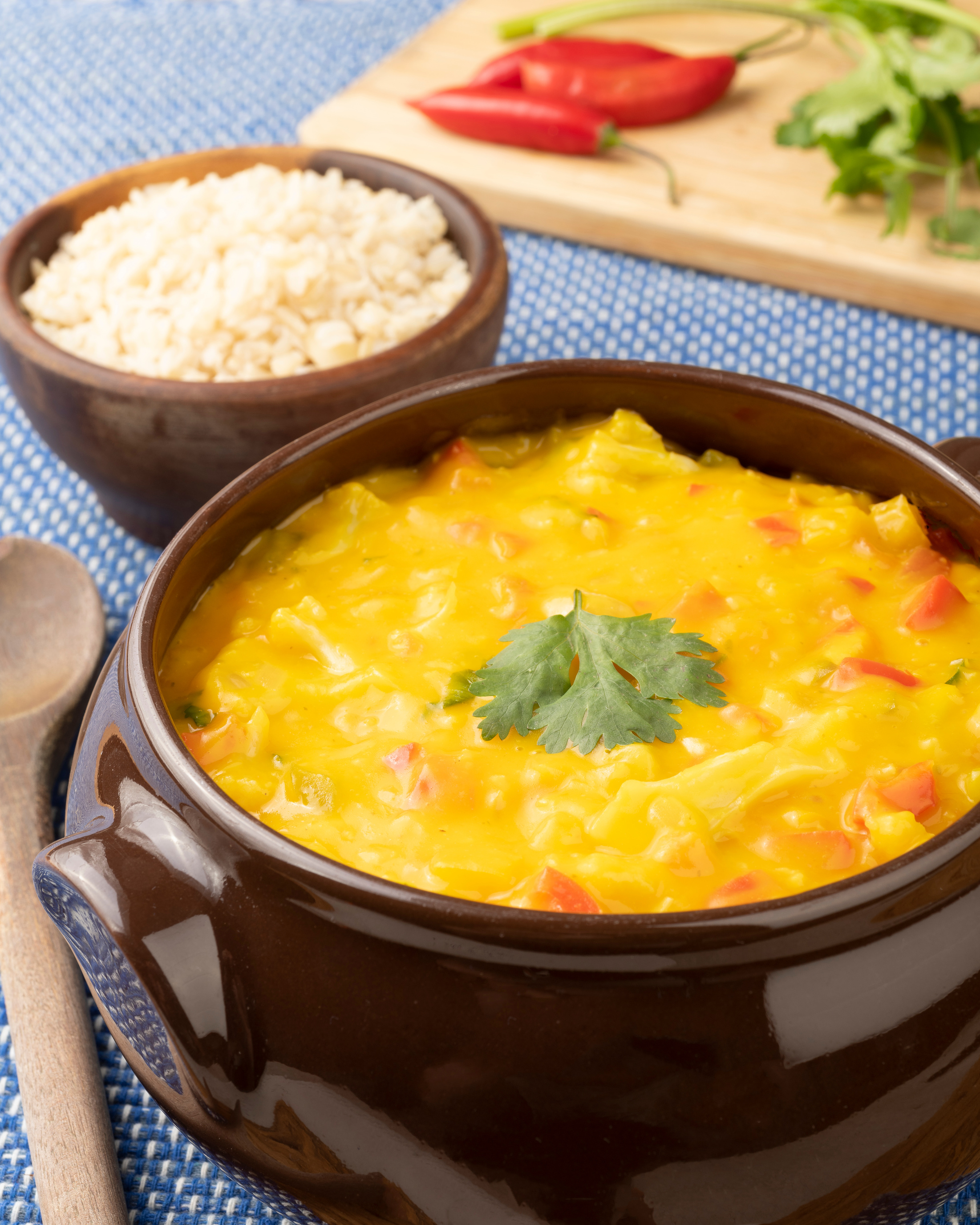 Vegan version of typical brazilian shrimp bobo. Cauliflower, bell pepper, tomato, manioc and cashew nut cream